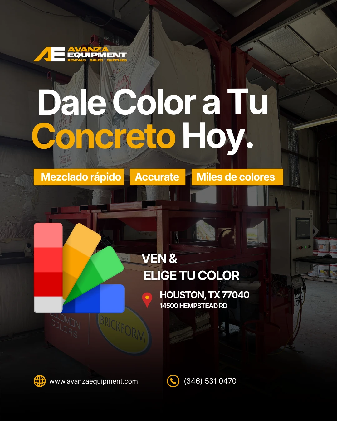Avanza ad in Spanish: Dale color a tu concreto hoy