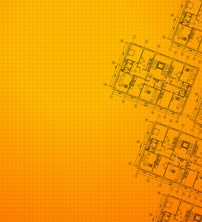 Avanza yellow gradient with blueprint line drawing