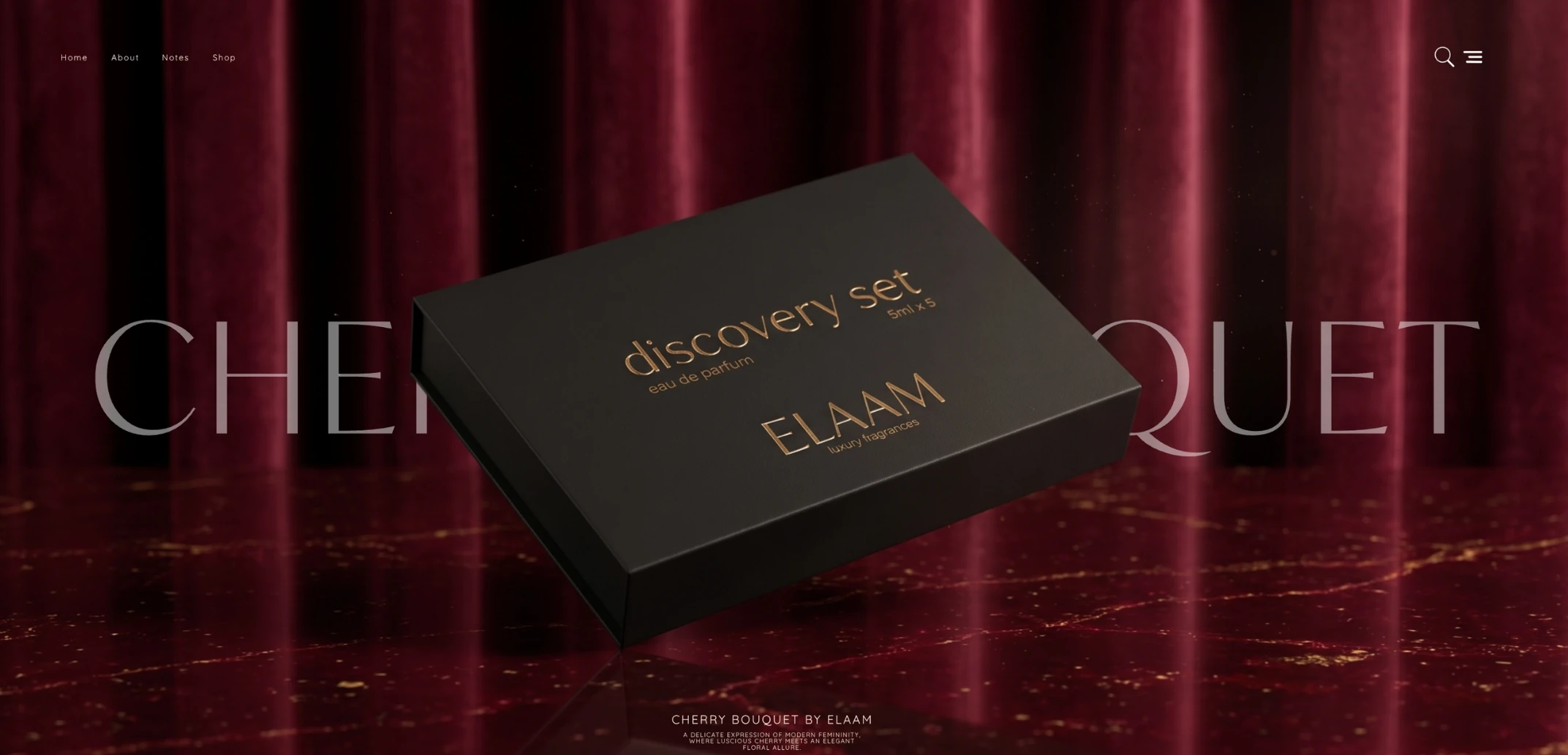 Elaam discovery set on a Cherry Bouquet website banner