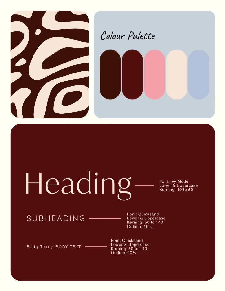 Elaam pattern, colour palette and typography
