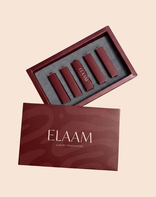 Open Elaam discovery set with five sample vials